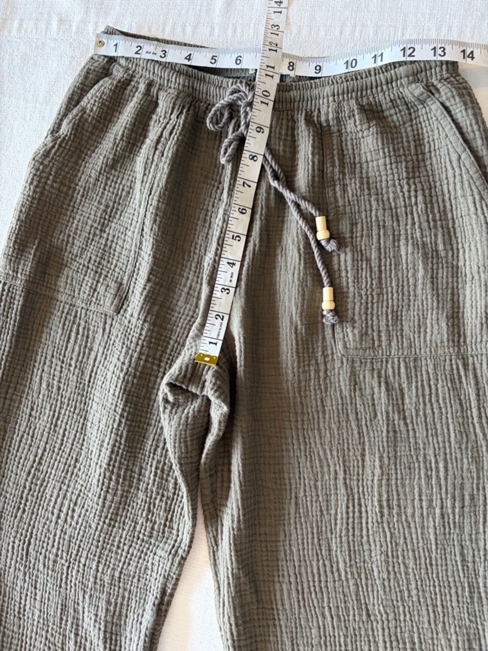 H&M Women’s Muslin Gauze Cotton Pull On Pants Size Small Dark Khaki Green - Picture 6 of 7